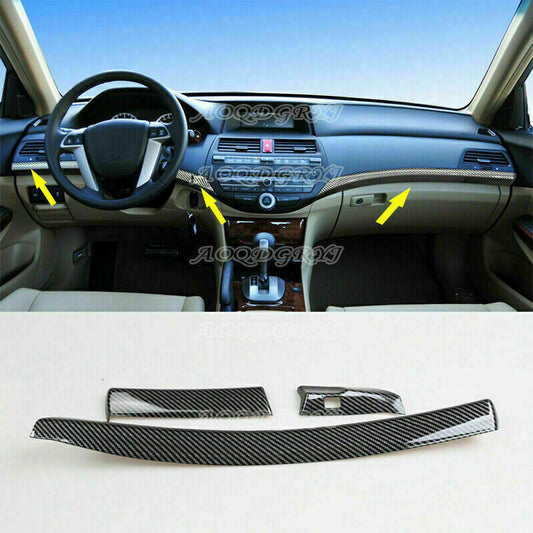for Honda Accord 4DR 2008-2012 Carbon Fiber Central Console Dashboard Strip Trim