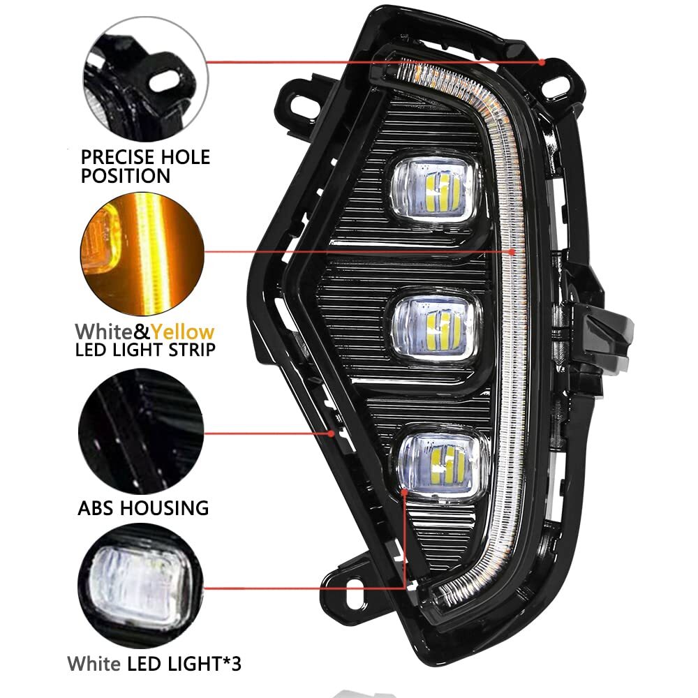 LED DRL Daytime Running Light Fog Lamp w/ Turn Signal for Toyota RAV4 2019-2022