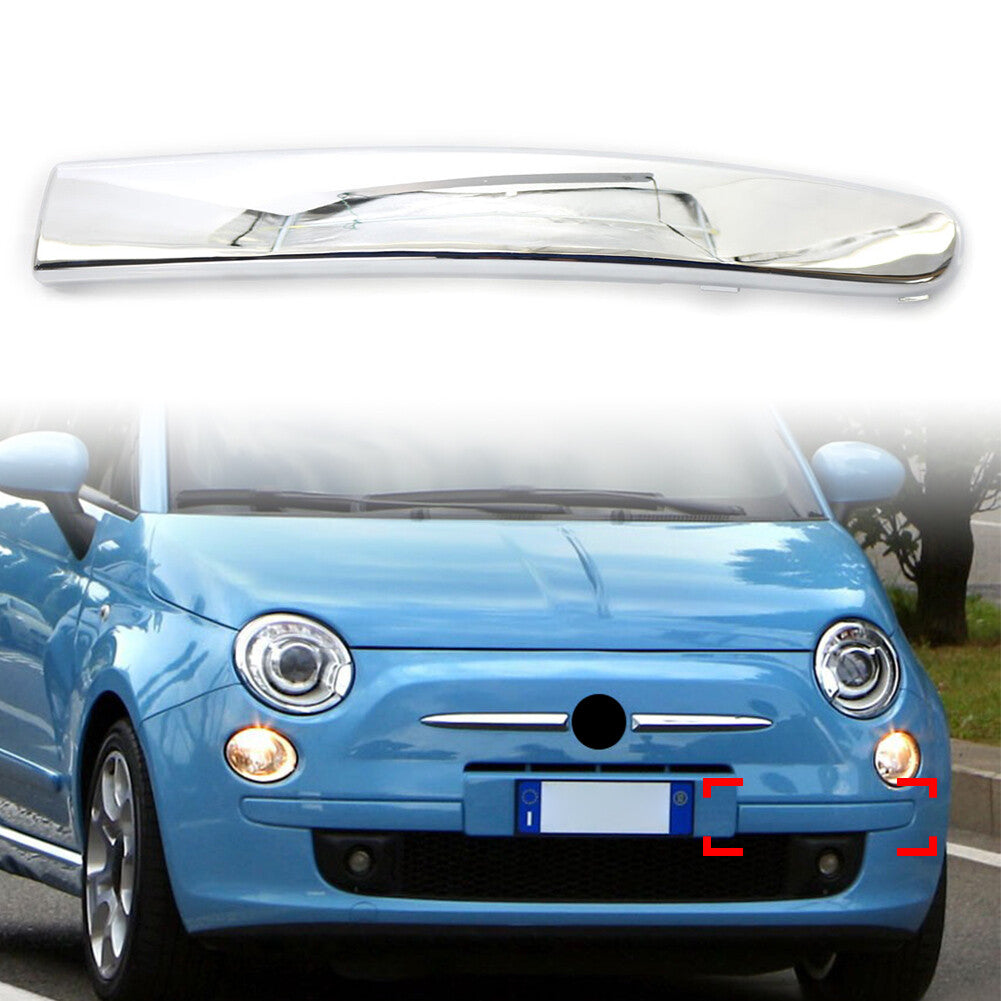CHROME FRONT BUMPER GRILLE HEADLIGHT FILLER TRIM PANELS for FIAT 500 2007-2015