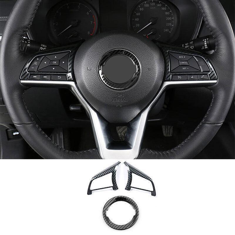 for Nissan Altima 2019-22 Carbon Fiber Style Steering Wheel Strip Cover Trim 3X