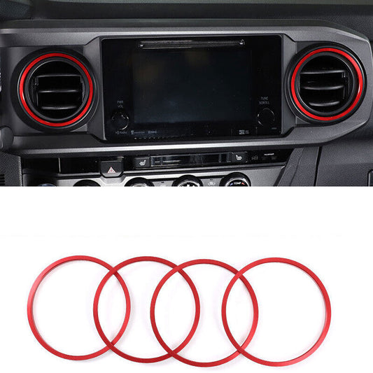 for Toyota Tacoma 2016-2022 Red Aluminum Console LR Air Outlet Vent Ring Trim A