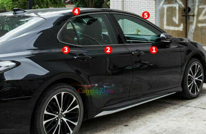 for Toyota for Camry 2018-2023 Black Stainless Side Window Molding Trim Strips 10pcs