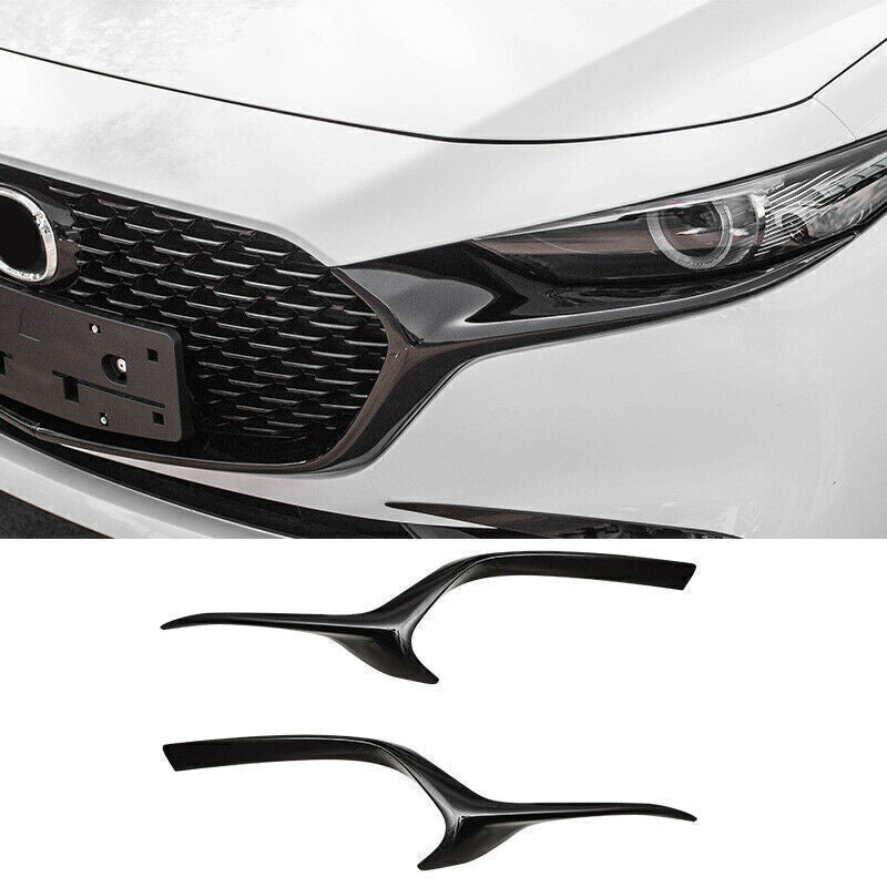 for Mazda 3 Axela 2019-23 Glossy black Front side Mesh Grille Grill Strip trim
