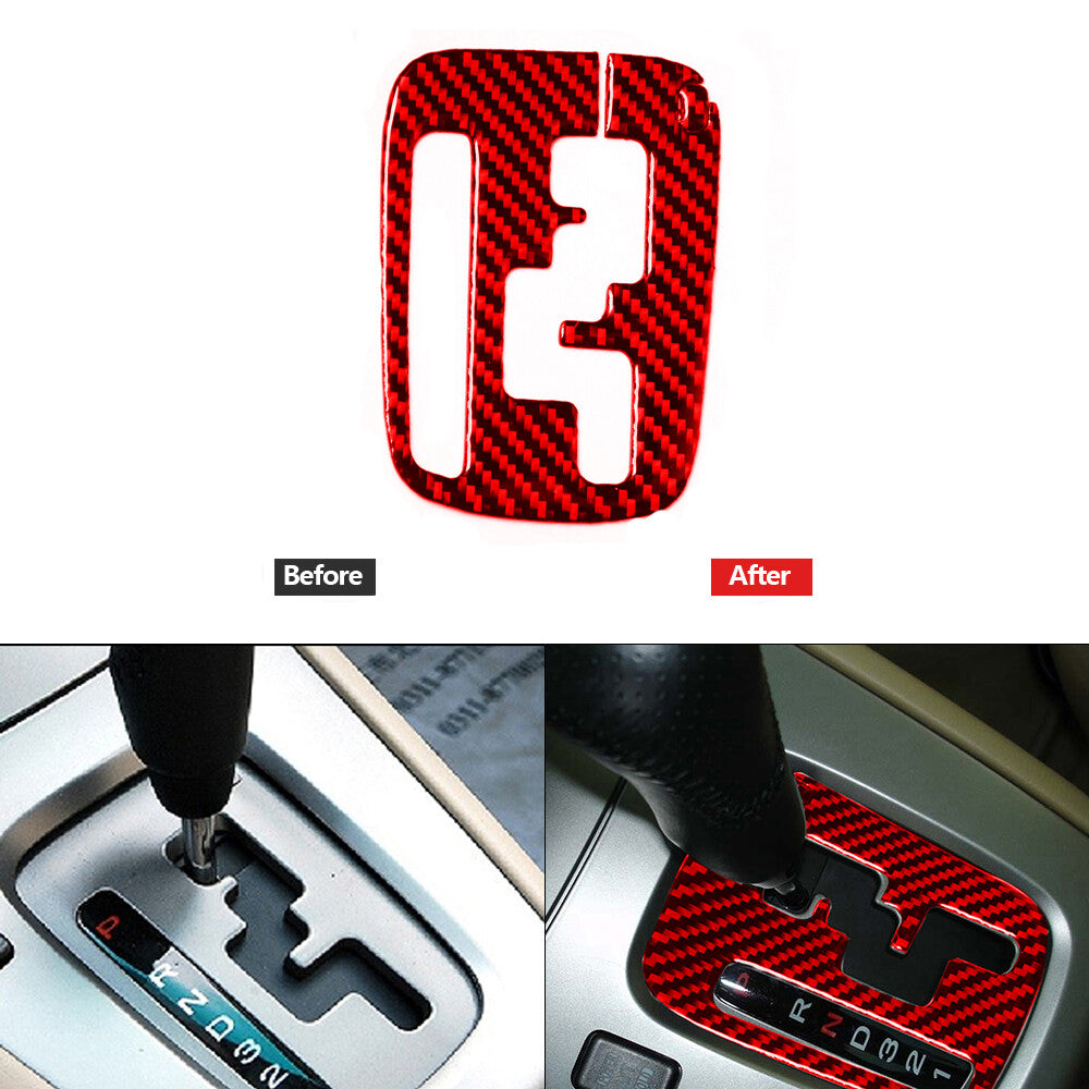 2Pcs Red Carbon Fiber Gear Shift Panel Trim Cover for Subaru Forester 2005-2008