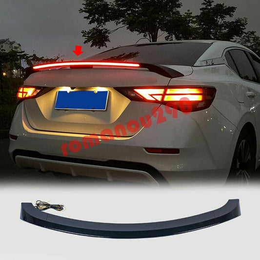 for Nissan Sentra 2020-2023 Black Rear Spoiler Tail Wing W/Turn Brake Light