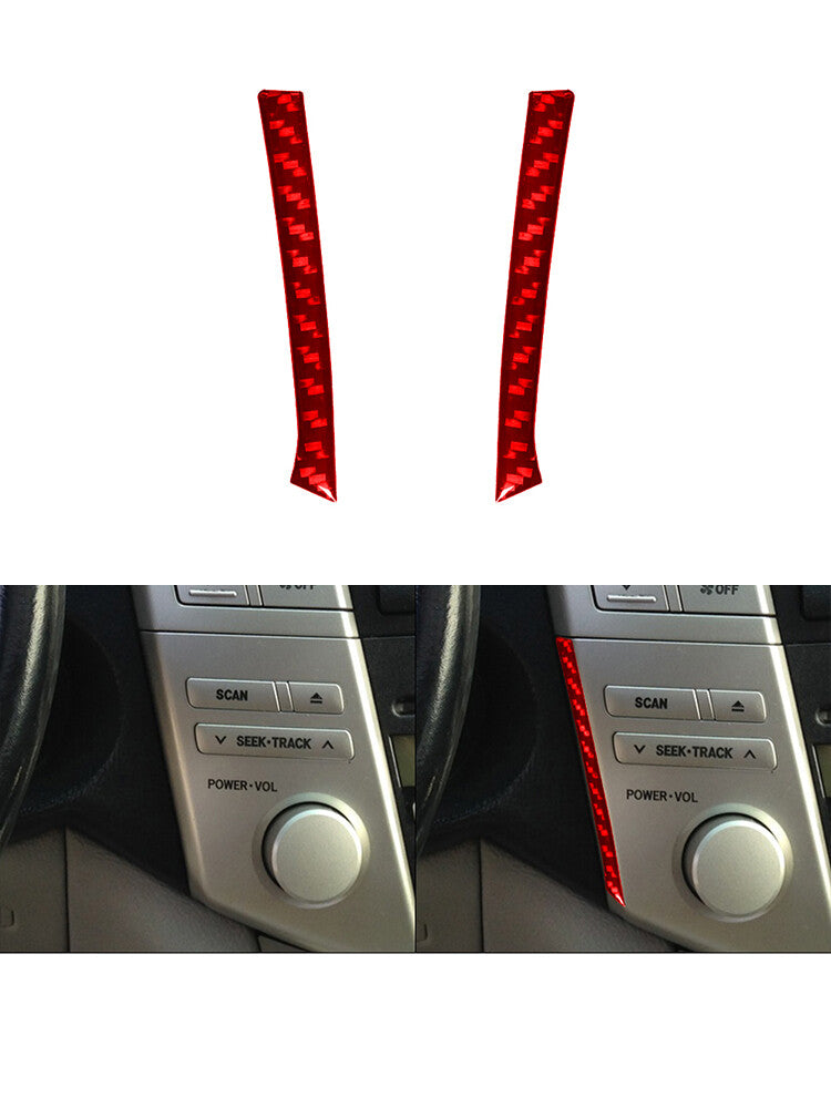 Red Carbon Fiber Audio Control Side Trim Strip for Lexus RX330 RX350 2004-2009