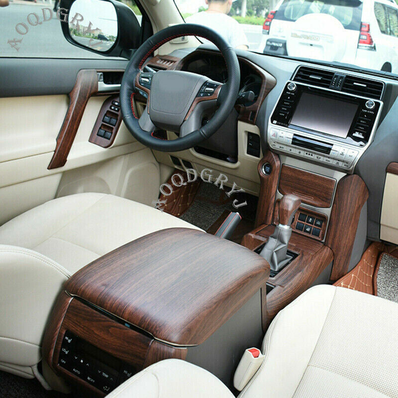Wood Grain 2X Car Steering Wheel Decor Cover Trim for Toyota Prado Fj150 2018-21