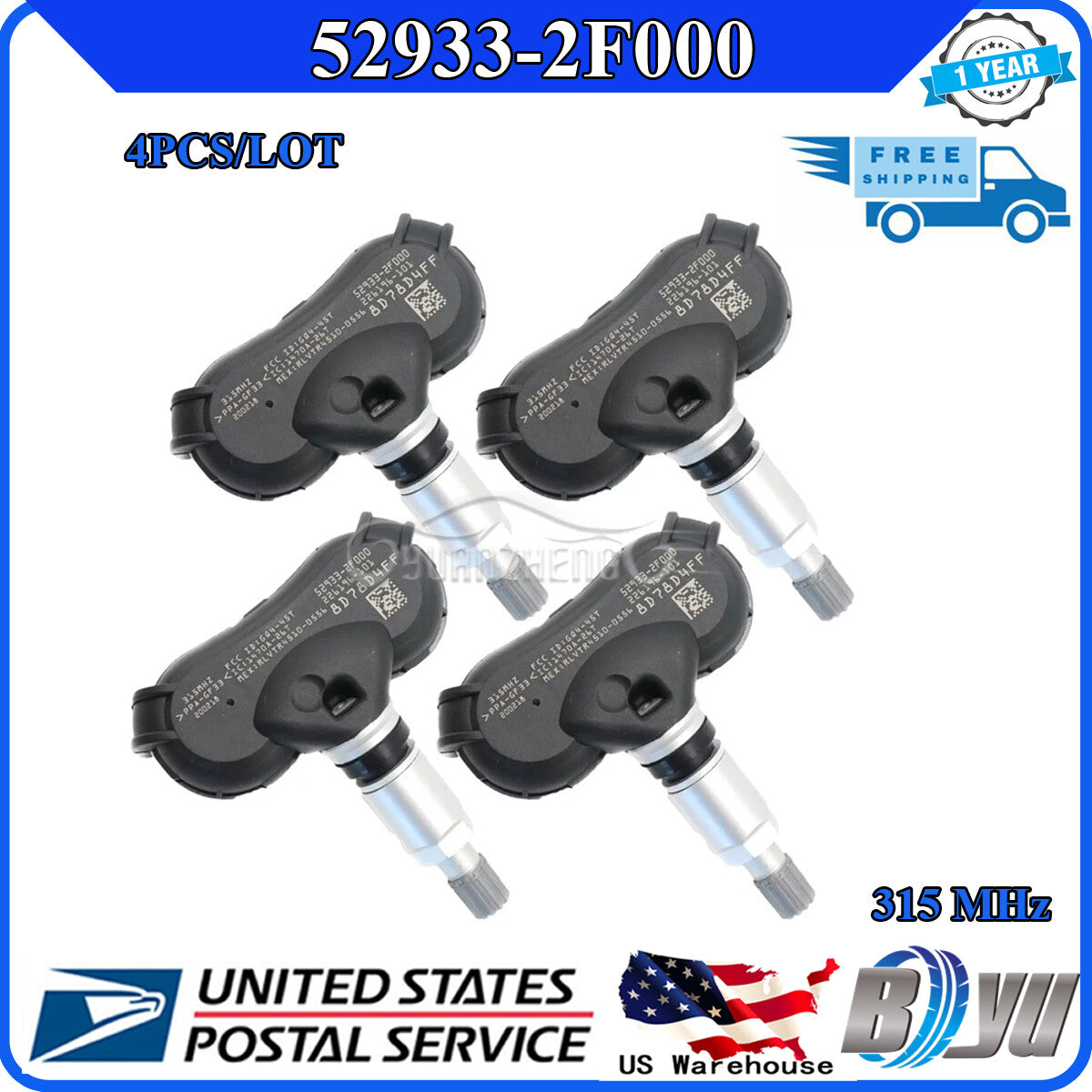 4x TPMS TIRE PRESSURE SENSOR Fits for Hyundai for Tucson for Kia Rio 315Mhz 52933-2F000